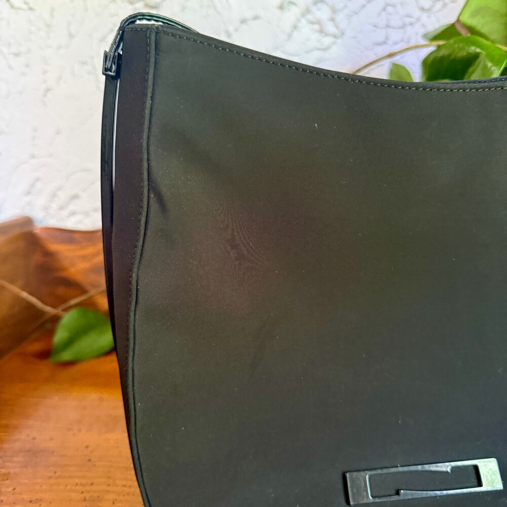 Vintage Nouchka Black Nylon Shoulder Bag Y2K Minimalist Baguette Zip Purse 90s - Picture 2 of 10